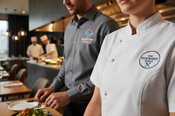 Restaurant Team in Custom Embroidered Work Shirts